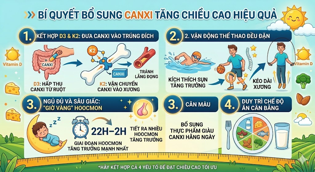 Bổ sung canxi như thế nào để tăng chiều cao hiệu quả