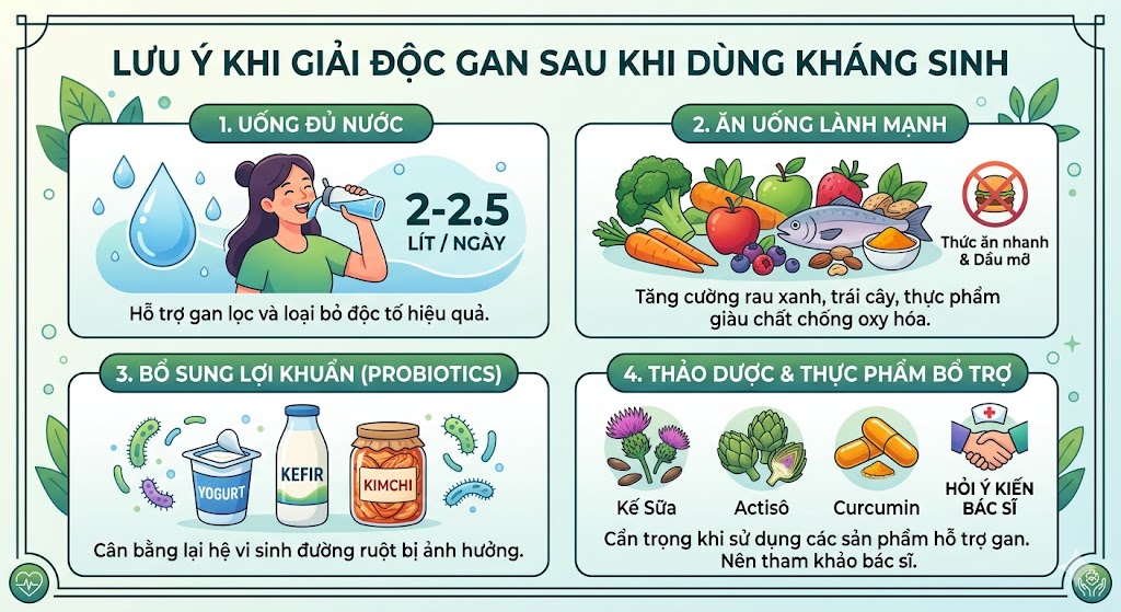 Lưu ý khi giải độc gan sau khi dùng kháng sinh