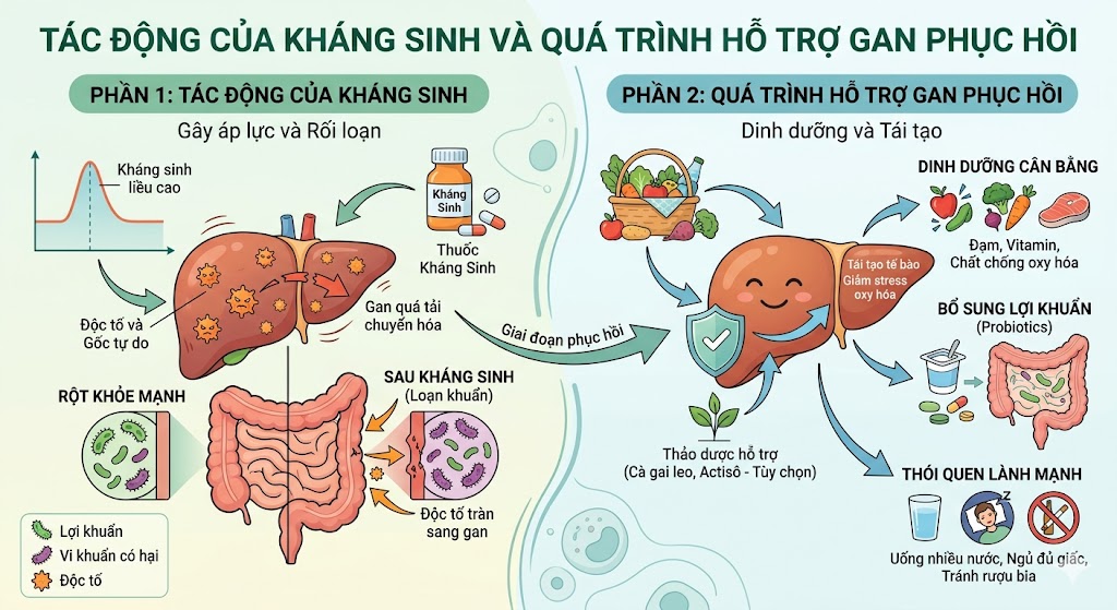 Vì sao cần giải độc gan sau khi dùng kháng sinh