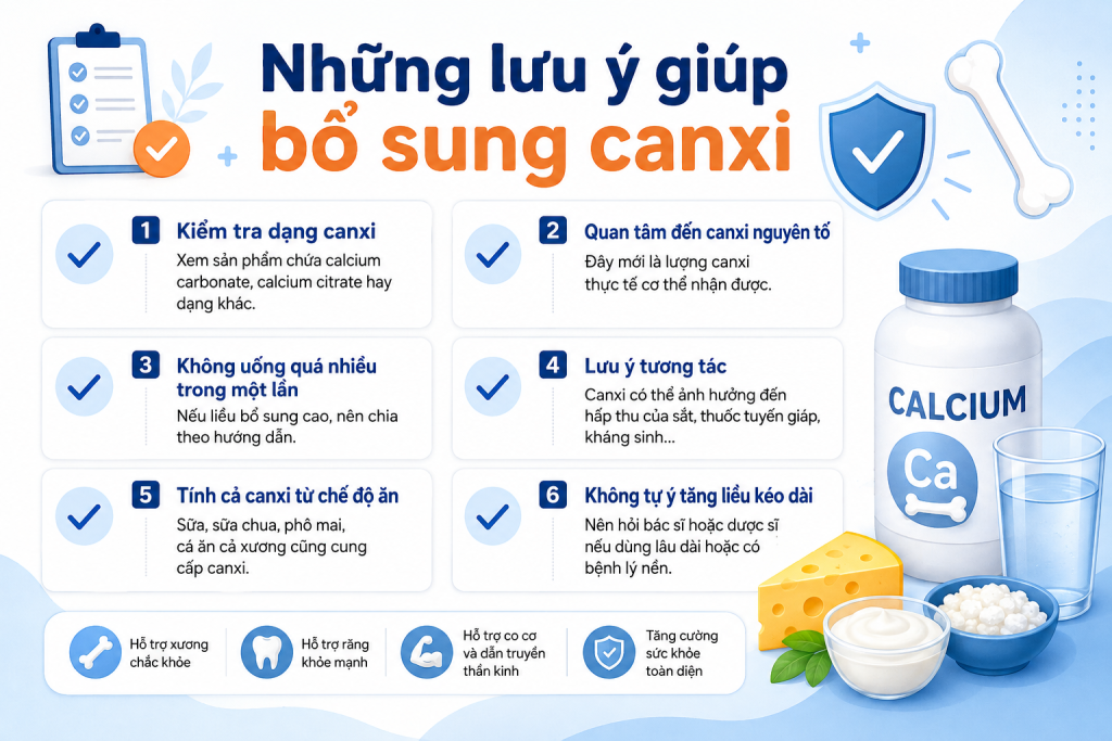 Những lưu ý khi bổ sung canxi