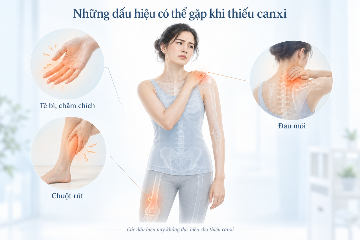 Một số biểu hiện có thể gặp khi thiếu canxi