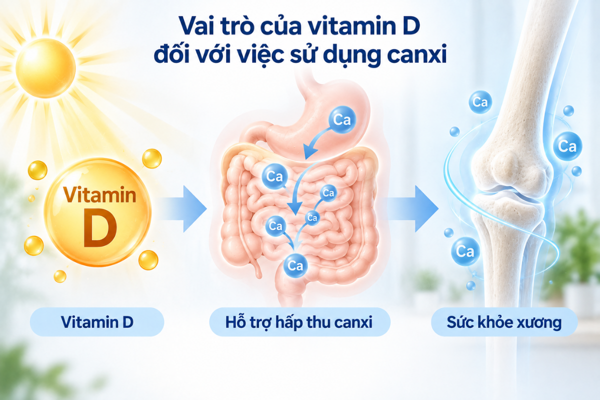 Vitamin D hỗ trợ cơ thể hấp thu và sử dụng canxi hiệu quả hơn