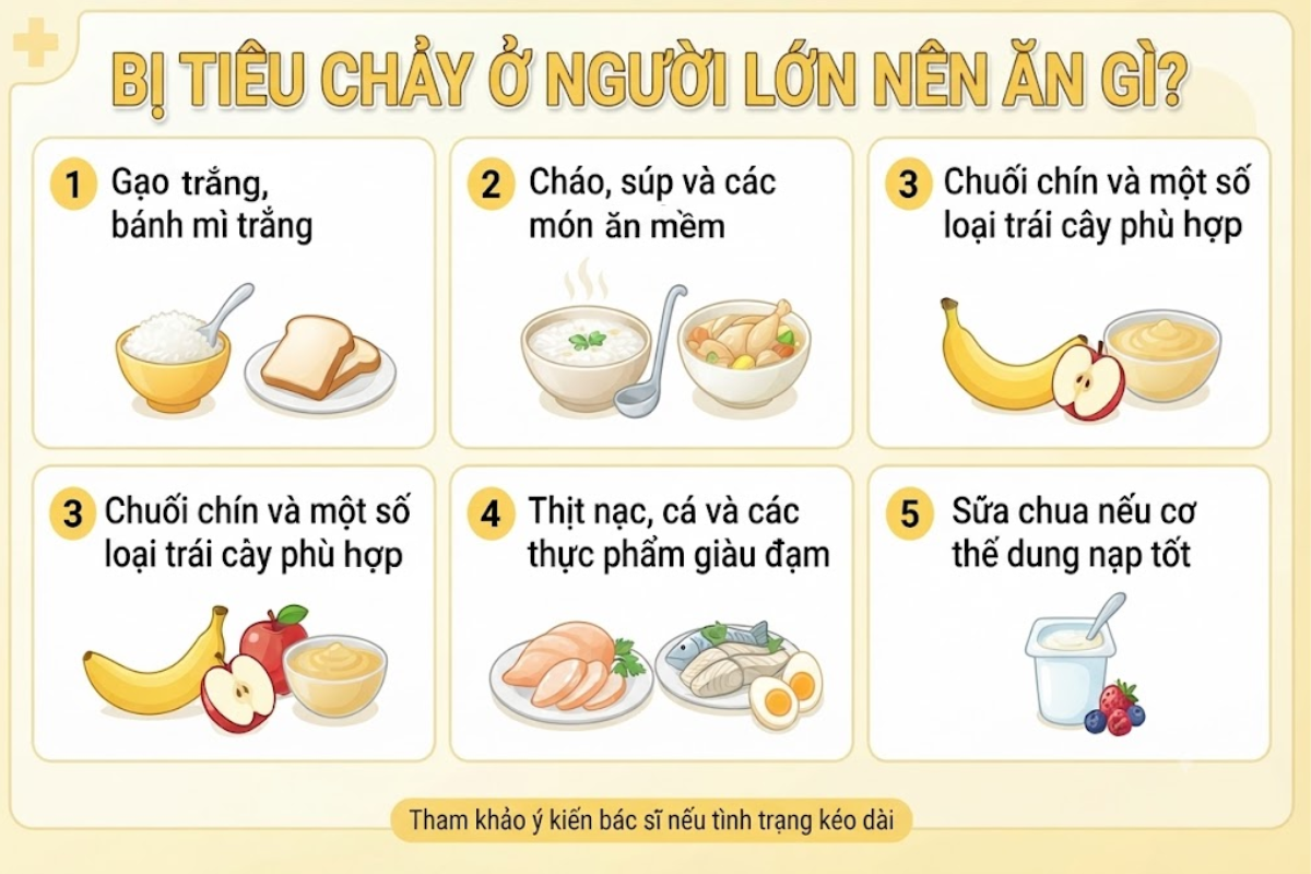 Bị tiêu chảy ở người lớn nên ăn gì?
