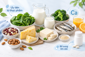 Ưu tiên bổ sung canxi từ thực phẩm, chỉ cân nhắc sản phẩm bổ sung khi khẩu phần chưa đáp ứng đủ nhu cầu